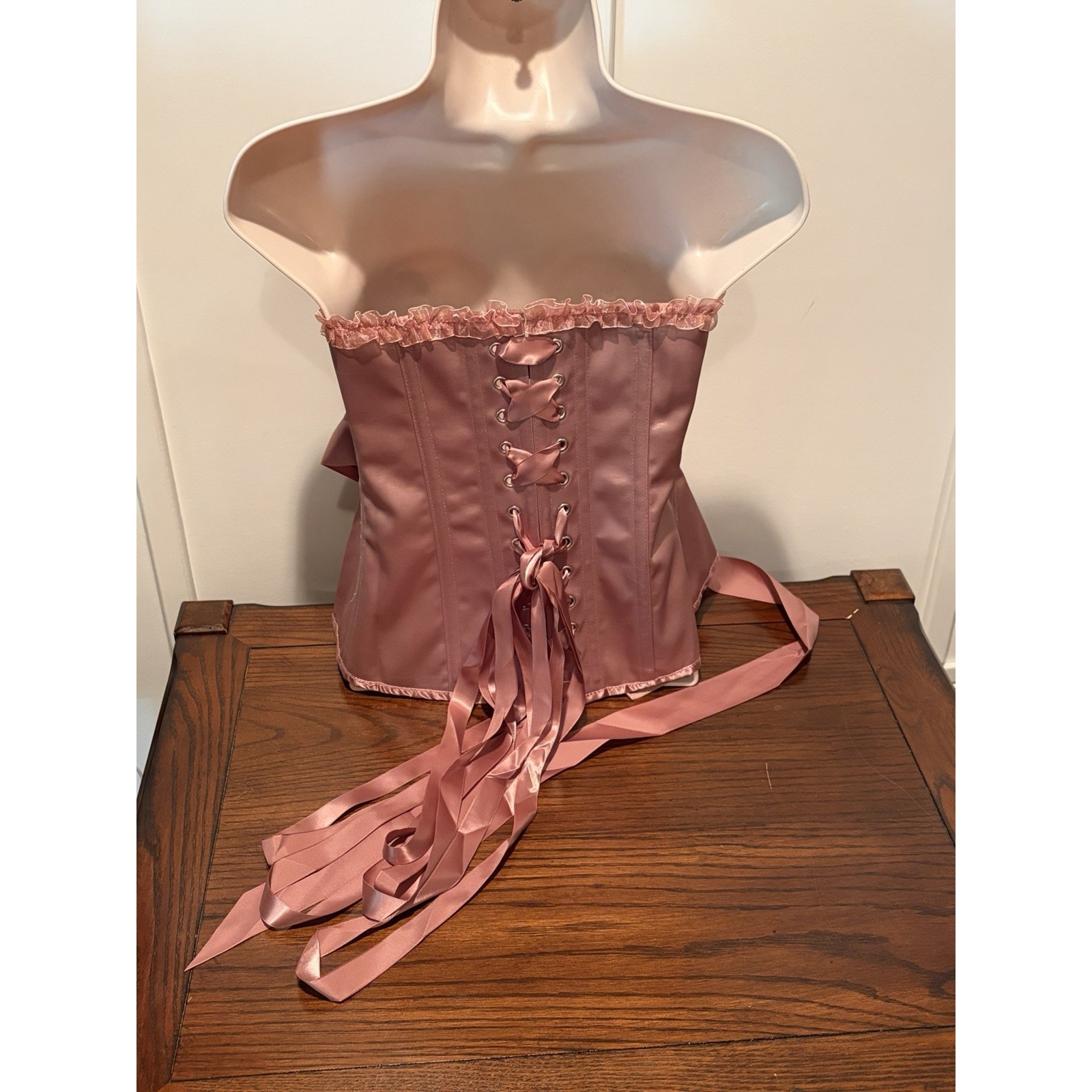 Nwt Corset Story Pink Satin Strapless Boned Lace-Up Corset Size Uk 20 Us16 — image 4 of 8